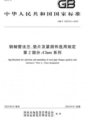 鋼制管法蘭、墊片及緊固件選用規(guī)定 第2部分：Class系列國標/T 43079.2-2023